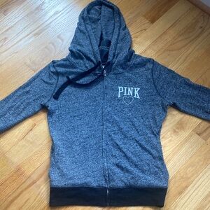 PINK Victoria's Secret Charcoal Hoodie with Heart Accent